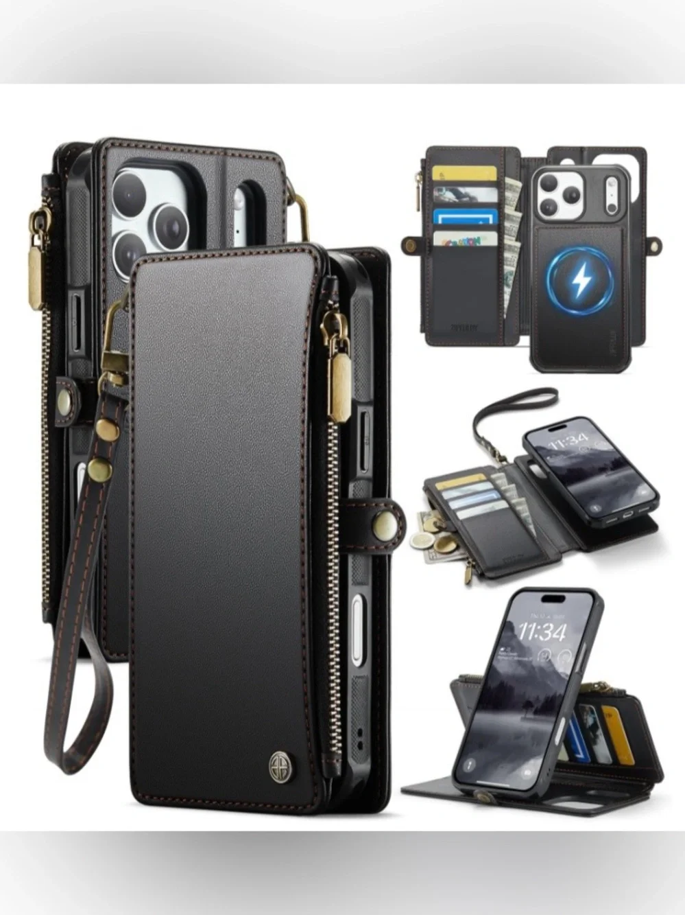 Magnetic Detachable Wallet Case for iPhone 17 Pro - BLACK